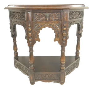 Baroque Style Hand Carved Oak Accent Table