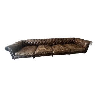 Restoration Hardware Kensington Leather Sofa For Sale