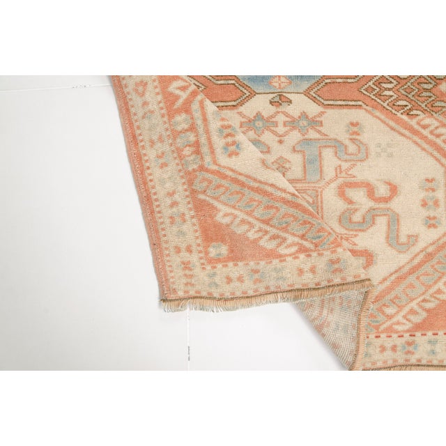 Turkish Vintage Peach Colour Oushak Rug For Sale - Image 3 of 10