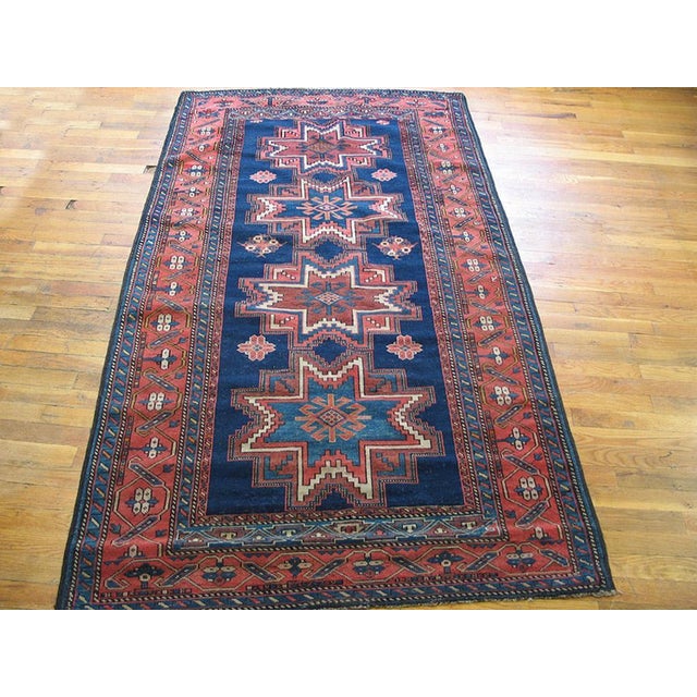 Antique Caucasian - Lesghi rug, measures: 4'0" x 7'3". Antique Caucasian Caucasian Knotted Rug, Circa Date: 1920s. This...