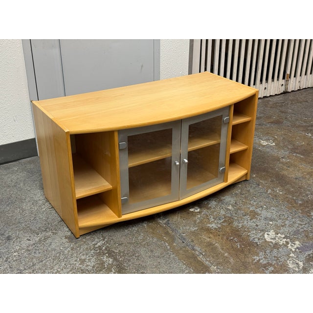 Maple Wood Veneer Media Cabinet For Sale - Image 10 of 12