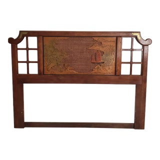 Vintage Chinoiserie Style Queen Headboard For Sale