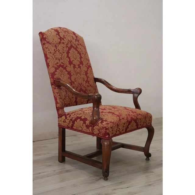 Brown 18th Century Armchair in Carved Walnut For Sale - Image 8 of 9