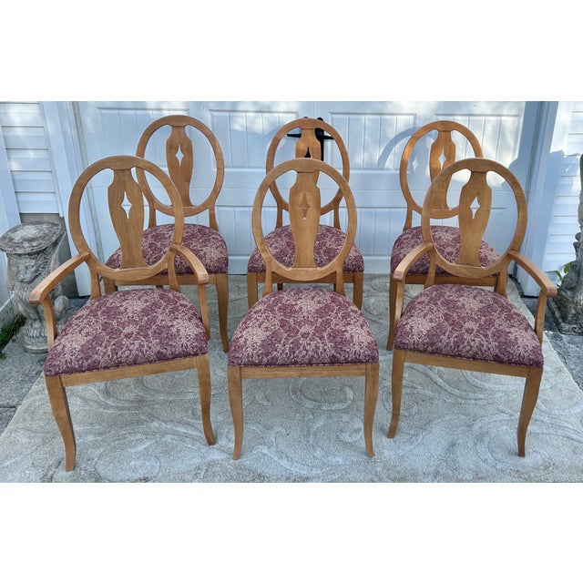 Brown Vtg. Set of Six Ethan Allen Shield Back Transitional Style Dining Chairs For Sale - Image 8 of 17