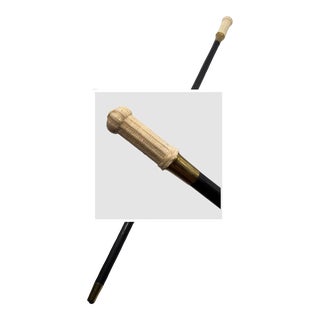 Antique Sailor Made Carved Bone Nantucket Basket Motif Walking Stick or Cane For Sale