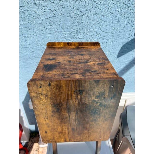 Wood Vintage Record Player Stand With Storage For Sale - Image 7 of 7