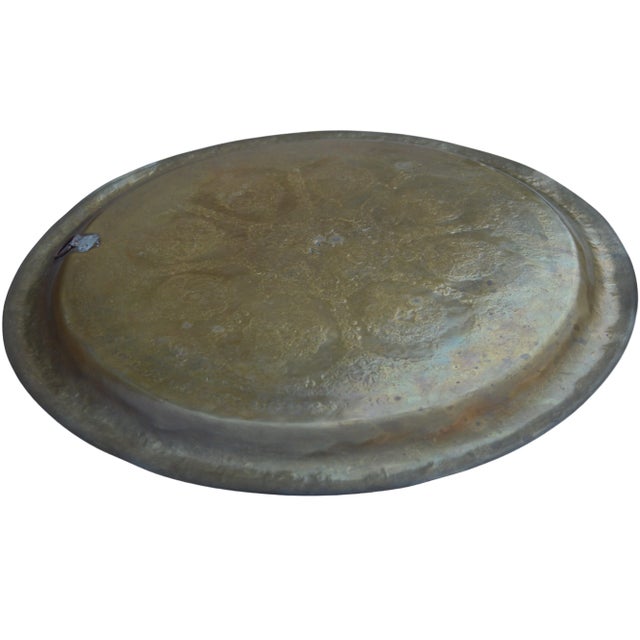Mid 20th Century Hand-Engraved Brass Tray with Moorish Arabesque Motif For Sale - Image 9 of 10