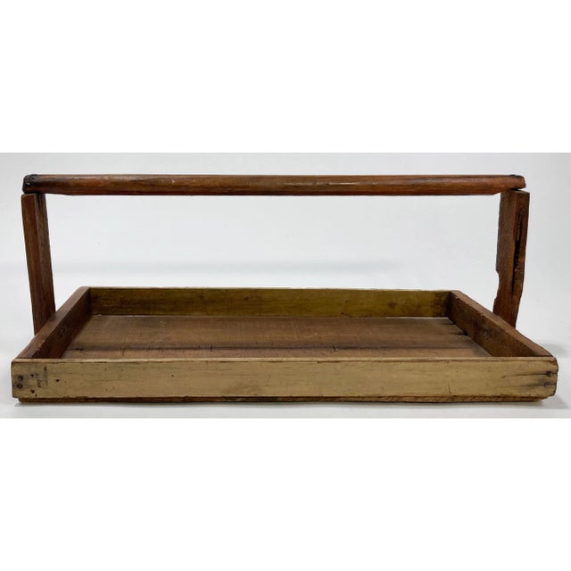 Wood Antique Rustic Handled Berry Basket Tray For Sale - Image 7 of 10