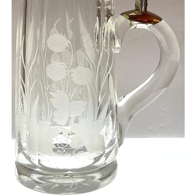 Two Bohemian Engraved Glass Stag & Clover Motif .800 Silver Mounted Steins For Sale - Image 10 of 12