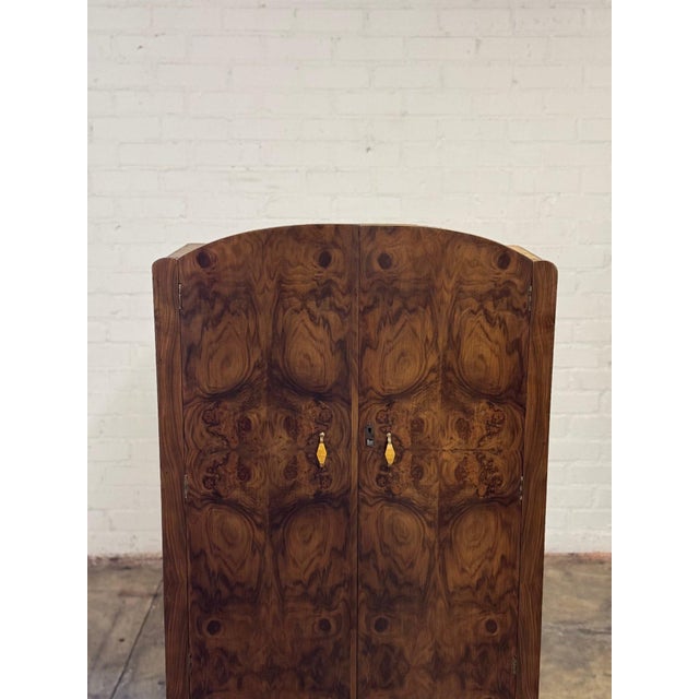 1980s Compact Art Deco Burl Armoire For Sale - Image 11 of 12