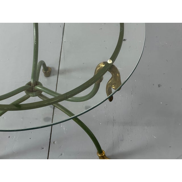 Goldenrod Regency Steel & Brass Swann Head Side Table from Maison Jansen, 1970s For Sale - Image 8 of 10