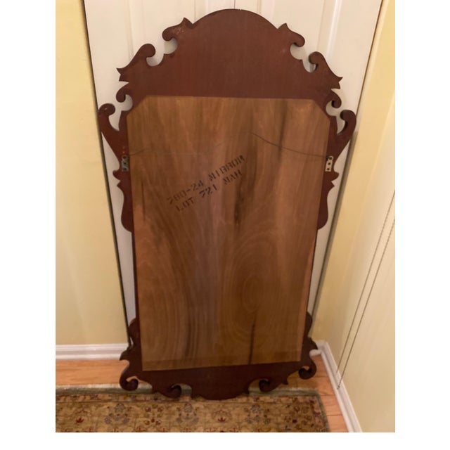 Brown Flame Mahogany Chippendale Shield Mirror For Sale - Image 8 of 8