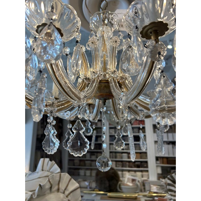 Metal Vintage Crystal Chandelier With Gold Accents, 10-Light For Sale - Image 7 of 12