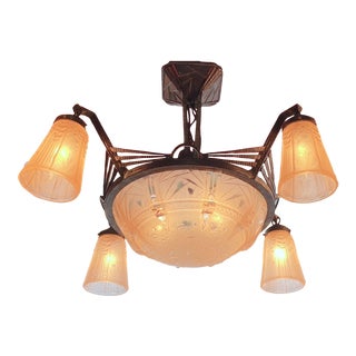 1930s Muller Freres Luneville French Art Deco Chandelier For Sale