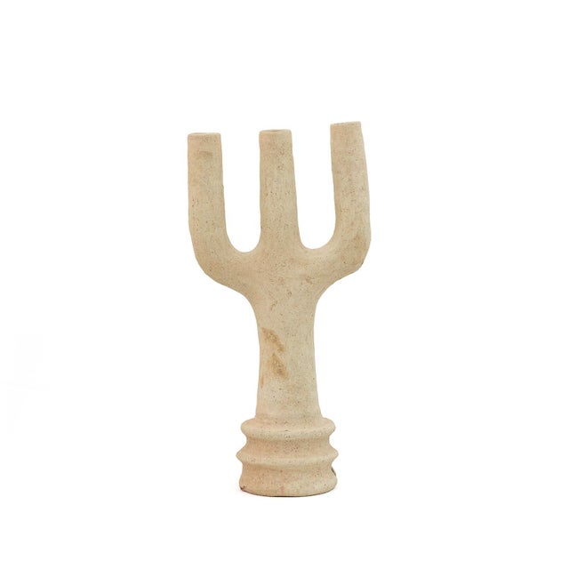 Art Deco Unglazed Terracotta Trident Sculpture | One of a Kind For Sale - Image 3 of 9