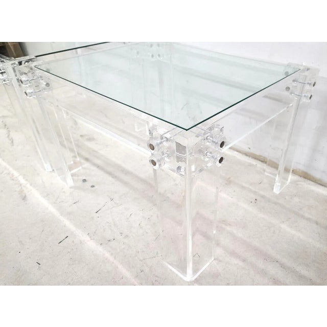 Mid-Century Modern Oversized 1970s Vintage MCM Lucite Glass Side End Tables For Sale - Image 3 of 11