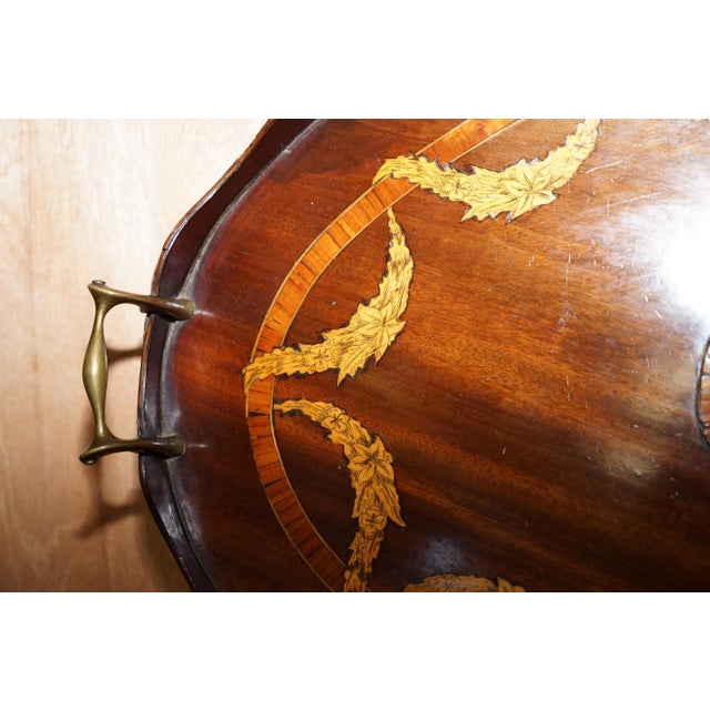 Sheraton Inlaid Walnut & Bronze Butler's Serving Tray by Alfred Beurdeley For Sale - Image 5 of 9