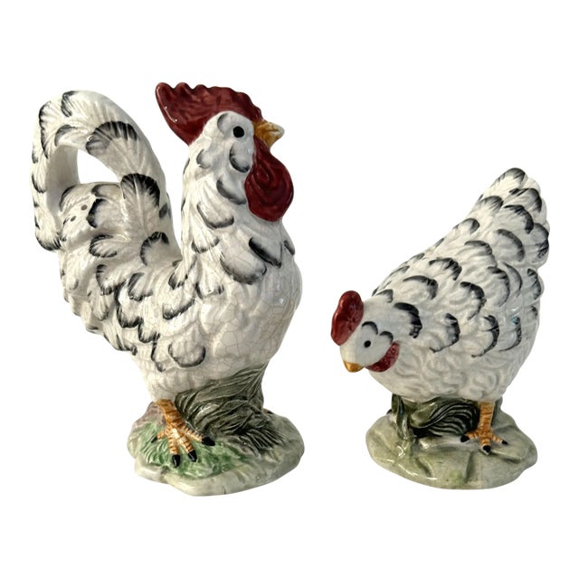 Mid-Century Rooster & Hen Salt & Pepper Shakers, a Pair For Sale