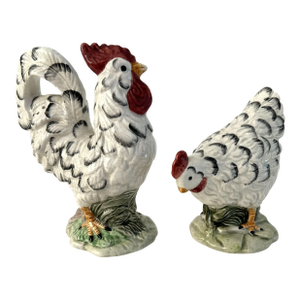 Mid-Century Rooster & Hen Salt & Pepper Shakers, a Pair
