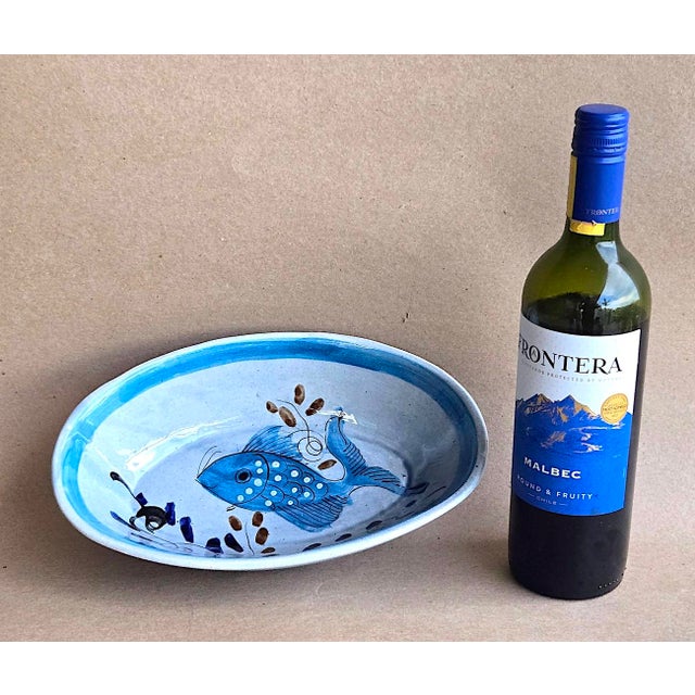1970s 1980s Tonalá Mexico Glazed Ceramic Oval Bowl For Sale - Image 5 of 14