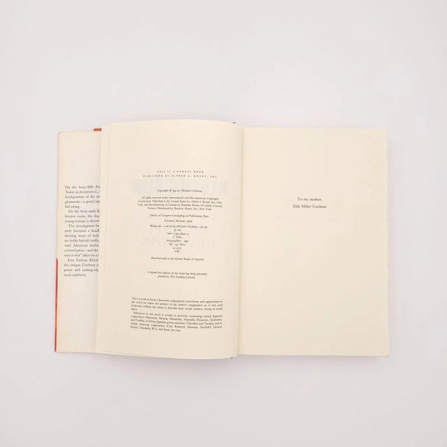 1990s Michael Crichton, "Rising Sun", First Edition 1992 For Sale - Image 5 of 6