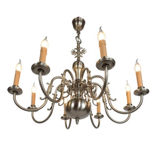 Brass Dutch Chandelier with Fish Motif For Sale