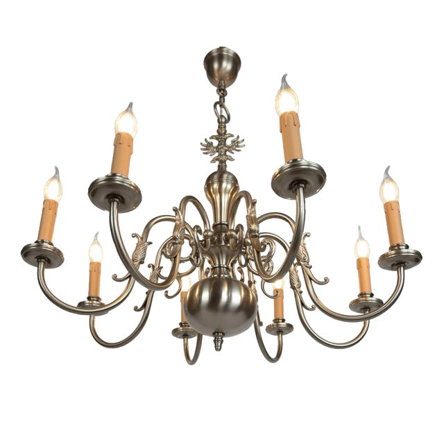 Brass Dutch Chandelier with Fish Motif For Sale