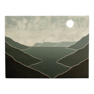 Minimalist Peter Keefer "Taos Moon" Signed Limited Edition 1980s Collagraph Etching For Sale