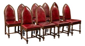 Early 20th Century Gothic Revival Dining Chairs- Set of 9