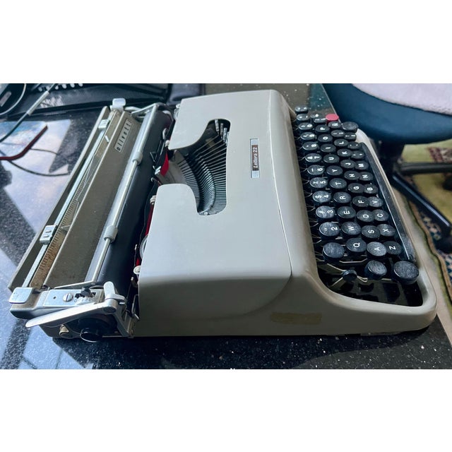 Postmodern Vintage Olivetti Manual Portable Typewriter Lettera 22 in Almond Brown For Sale - Image 3 of 7