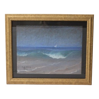 2010 "Sailng Juno Beach" Oil Pastel Drawing by John Elliot, Framed For Sale