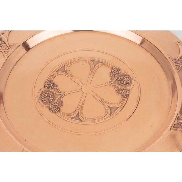 Copper 1910s French Dinanderie Art Nouveau Copper Platter Centerpiece or Tray For Sale - Image 8 of 11