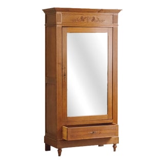 Antique Louis XVI Style Oak Mirrored Cabinet, 1900s For Sale