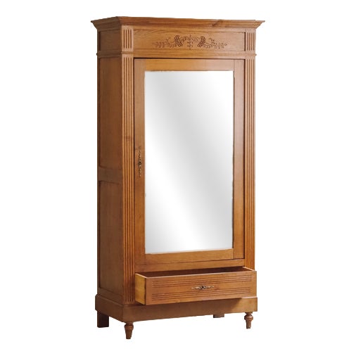 Antique Louis XVI Style Oak Mirrored Cabinet, 1900s For Sale