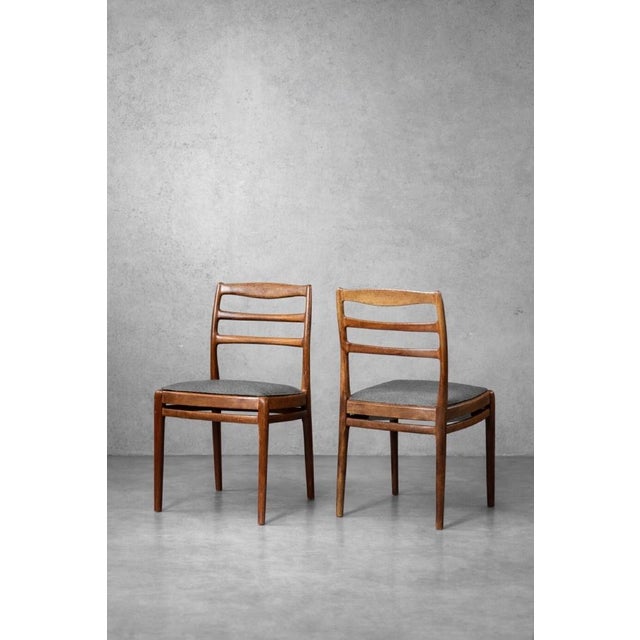 Mid-Century Modern Mid-Century Modern Danish Teak & Grey Fabric Chairs, 1960s, Set of 4 For Sale - Image 3 of 18
