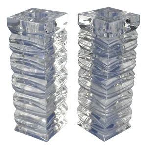 Modernist Crystal Candleholders, Set of 2