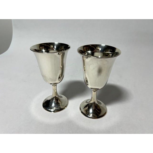 Mid 20th Century Pair of Vintage Mid-Century Modern Sterling Silver Goblets For Sale - Image 5 of 7