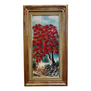 Vintage Highway Men Royal Poinciana Tree Painting For Sale