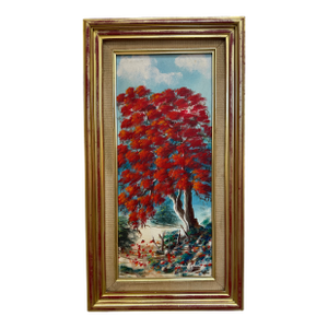 Vintage Highway Men Royal Poinciana Tree Painting