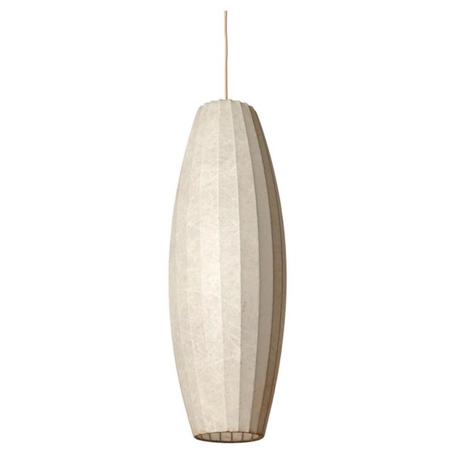 Large Mid-Century Italian Beige Cocoon Pendant attributed to Castiglioni for Hille, 1960s For Sale - Image 14 of 14