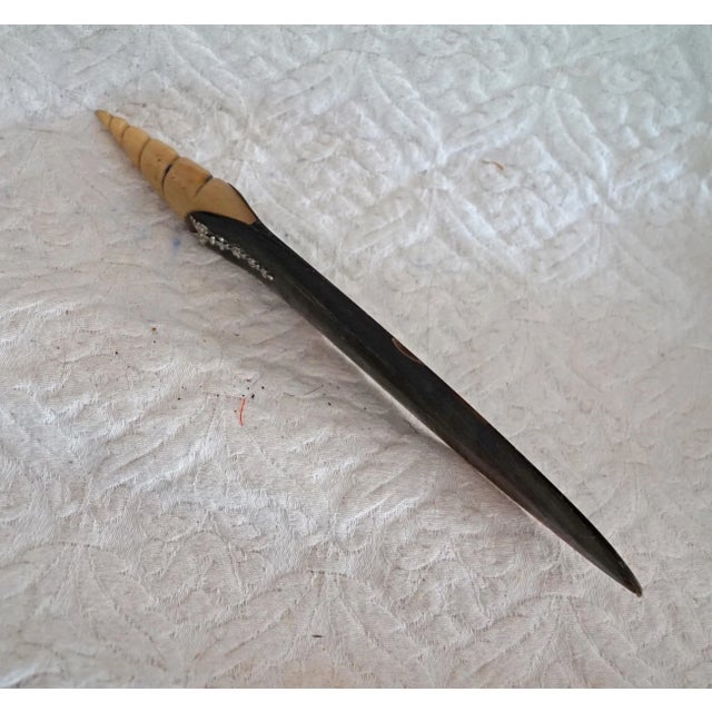 Late 19th Century Antique Late 19th Century South American Horn Letter Opener With Silver Decoration For Sale - Image 5 of 6