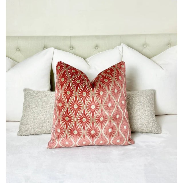 Not Yet Made - Made To Order Spiced Coral 22x22 Velvet Throw Pillow With Feather Down Insert For Sale - Image 5 of 6
