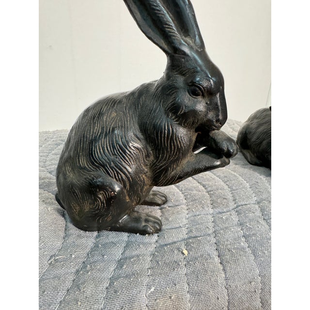 Pair of Vintage Japanese Bronze Rabbits | Chairish