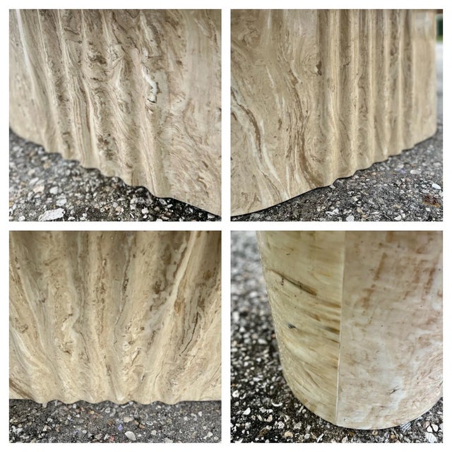 Vintage Modern Stone Coffee Table With Ripple Pedestal Base | Italian Style For Sale - Image 11 of 13
