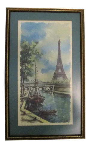Vintage Paris Summer Featuring the Seine and the Eiffel Tower Framed Print