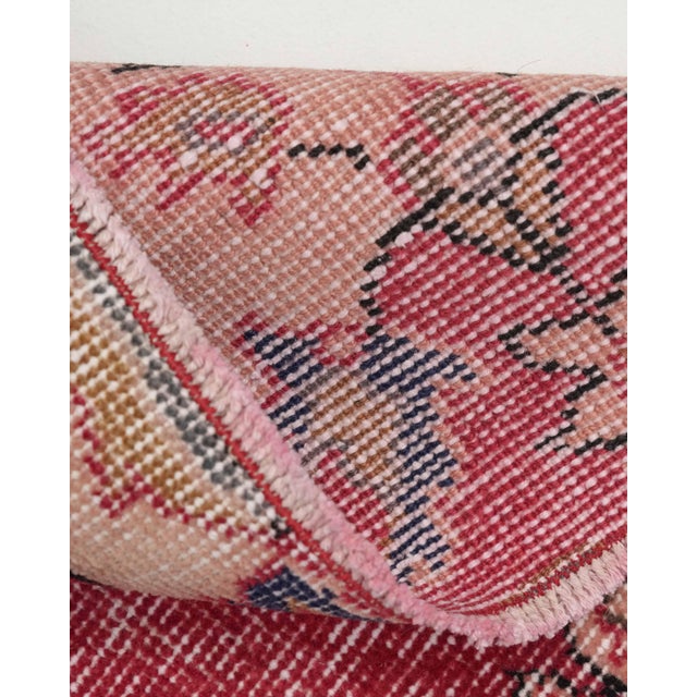1970s Vintage Turkish Handmade Wool Cotton Red Runner Rug For Sale - Image 9 of 11