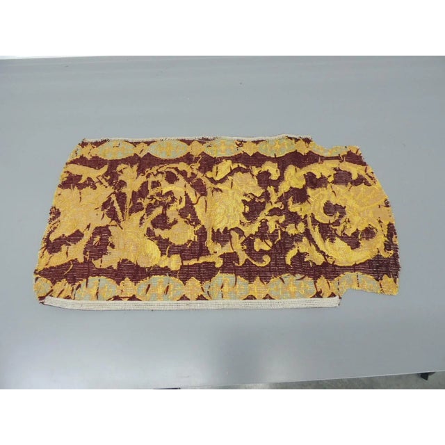 Antique Red and Yellow Needlepoint Tapestry Fragment For Sale - Image 4 of 5