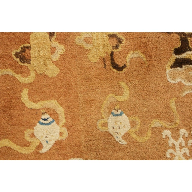 1920s Antique Peking Rug in Beige-Brown and Blue Pictorial Pattern For Sale - Image 5 of 7