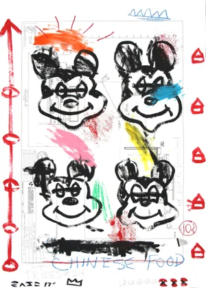 "Chinese Food Mickey" Colorful Contemporary Pop Street Art Painting by Gary John