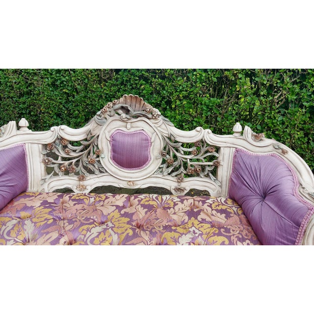 1970s French Louis XVI Pastel Beech Settee - 1 Pc For Sale - Image 6 of 12